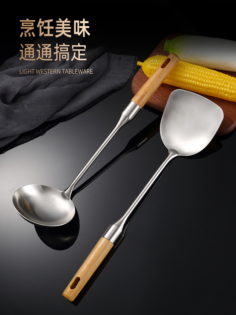 Stainless steel soup spoons, spatulas, kitchenware sets, complete kitchen cooking spatulas wholesale, household kitchenware and cooking utensils pic 3