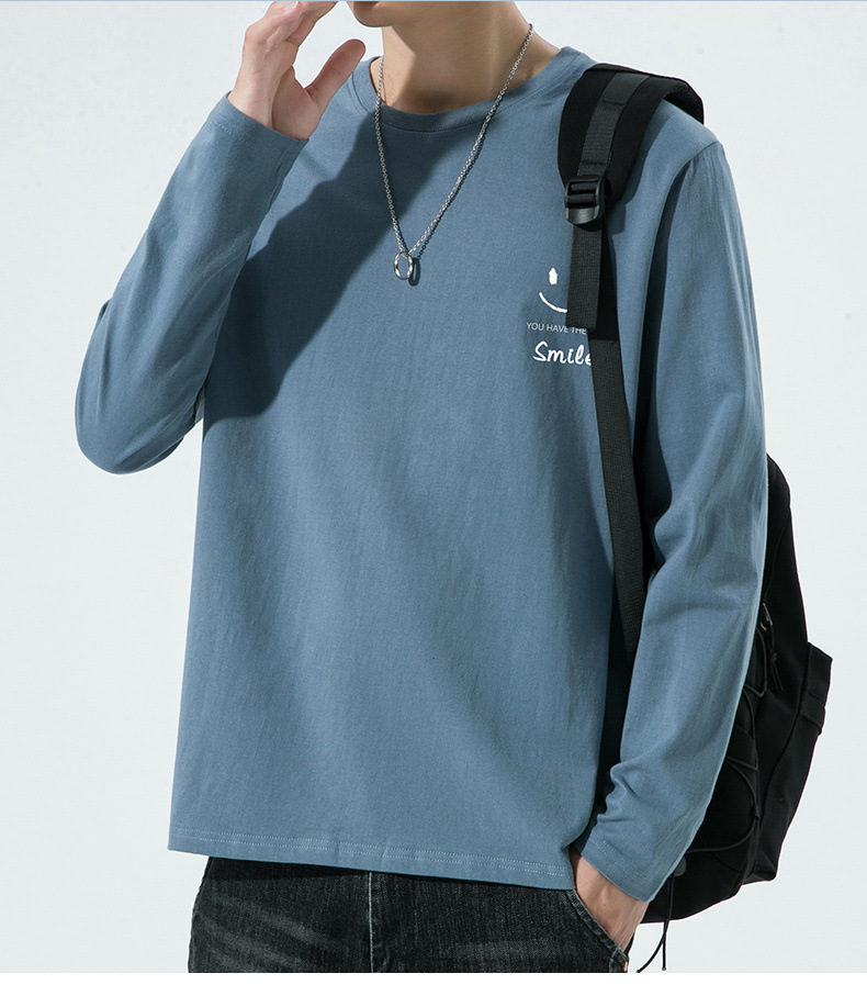 棉质长袖t恤男春秋宽松舒适内搭打底衫青年简约百搭品质上衣男装详情20