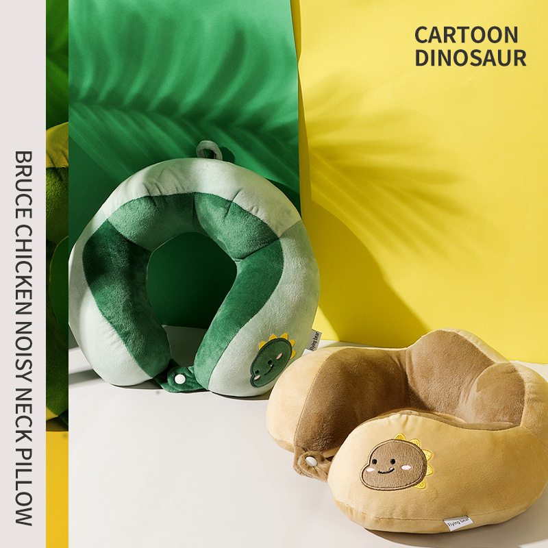 Cartoon-embroidered little dinosaur neck pillow, U-shaped neck pillow, cute hump cervical pillow, portable travel nap pillow pic 8