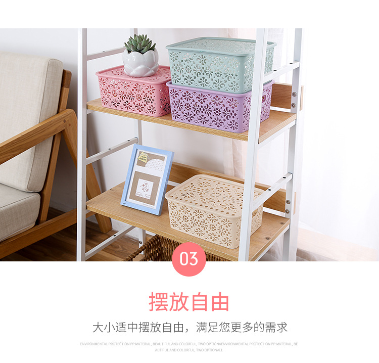 Plastic hollowed-out cosmetic storage box, desk and office desk miscellaneous storage basket, fashionable multi-functional storage basket 0750 pic 10