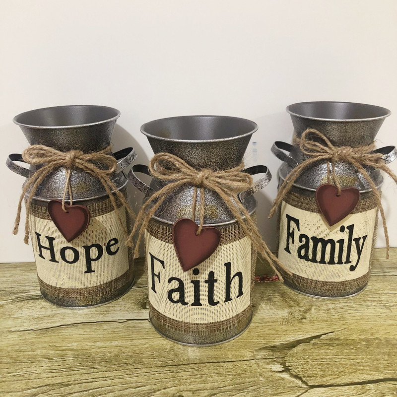 现货供应欧式复古风格铁皮花桶鲜花桶家居装饰摆件放置杂货工艺详情3