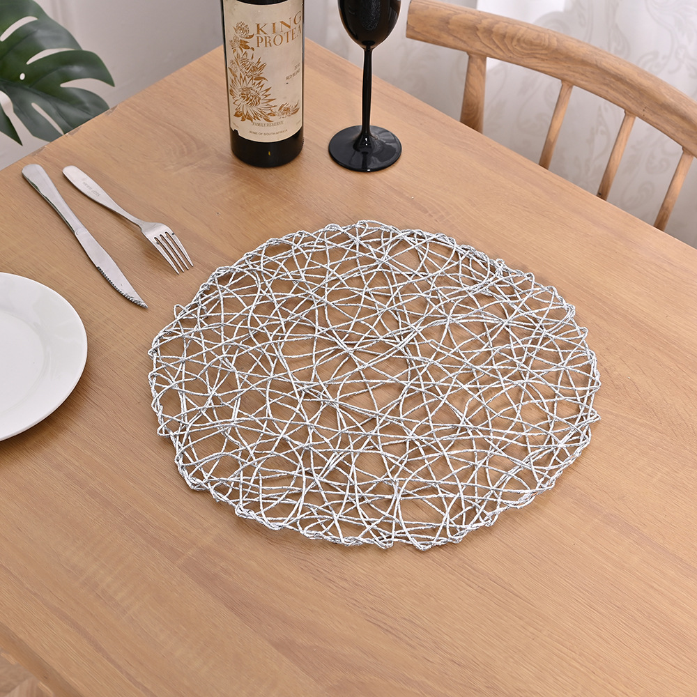 Wholesale of Nordic minimalist placemats, heat-insulating table MATS, wire woven household Western food bowl and plate MATS, round plates and teacup MATS pic 8