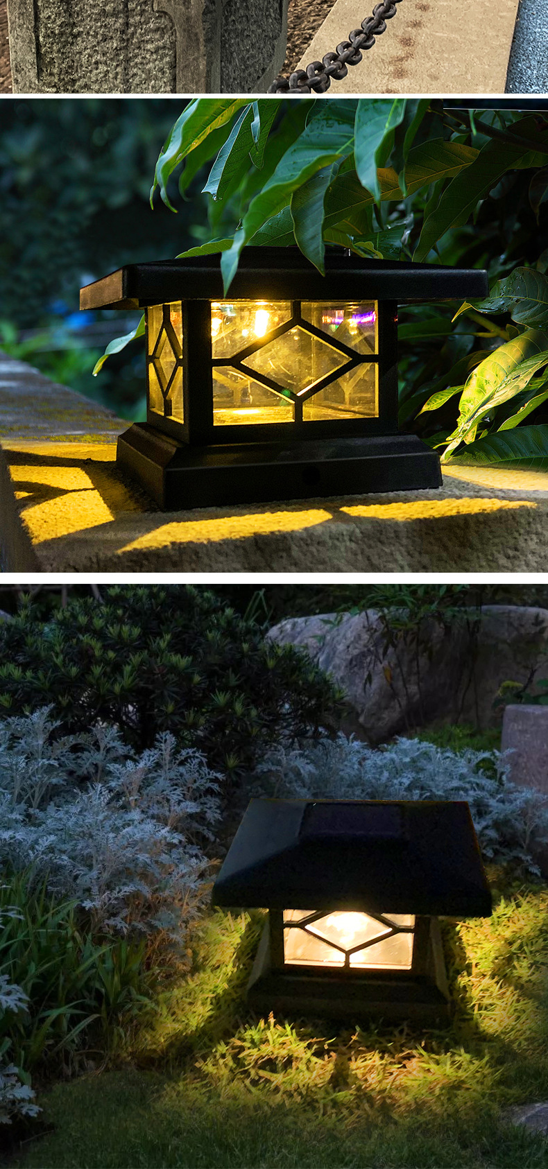 New solar column head lamps for outdoor villas, lawns, gardens, balconies, fences and door columns are sold directly by the manufacturer pic 9