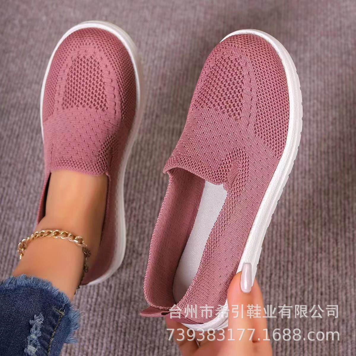 大码女鞋透气休闲外贸鞋女式飞织运动鞋学生系带跑步鞋秋冬季女鞋详情2