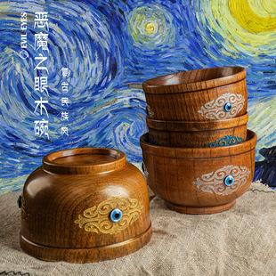Love wood bowls, original wood plates, solid wood plates, tableware, salad bowls, wooden fruit plates, dried fruit and coarse grain shallow-mouthed bowls pic 1