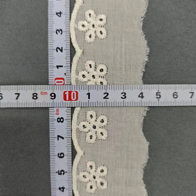 Wholesale of cotton embroidered lace, hollowed-out lace, embroidered skirt hem, clothing accessories, milk silk, perforated, barcode 2.5 pic 8