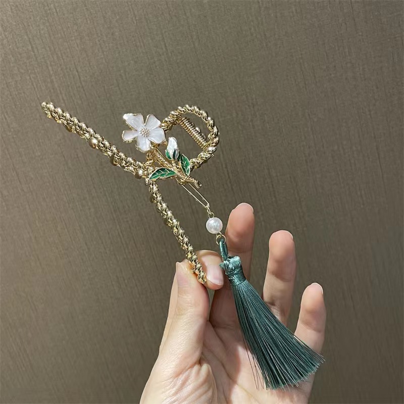 韩国新款珍珠蝴蝶盘发合金抓夹后脑勺大号鲨鱼发夹气质发夹头饰女详情11