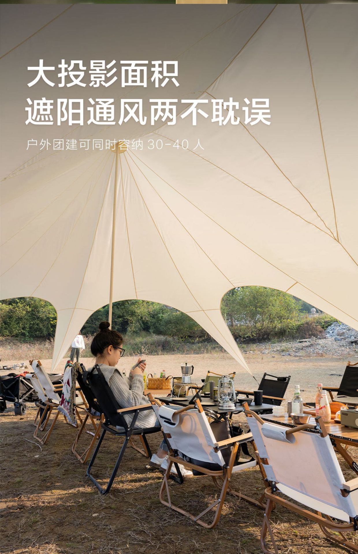 RX Double Peak Lotus Cloud Top Canopy Tent Outdoor Super Large Wan Chongshan Three-Peak Camel Peak Rainproof and sun-proof Camp tent pic 4