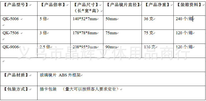 Yiwu Jinghui Factory directly sells Qilite flat-handled large, medium and small-sized handheld magnifying glasses for the elderly with ABS shells and glass lenses pic 1