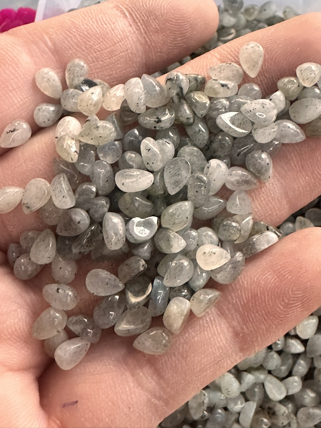 4x6 natural glitter stone water drop ring face DIY patch half-sided bead accessories wholesale necklace, AliExpress bestseller pic 1