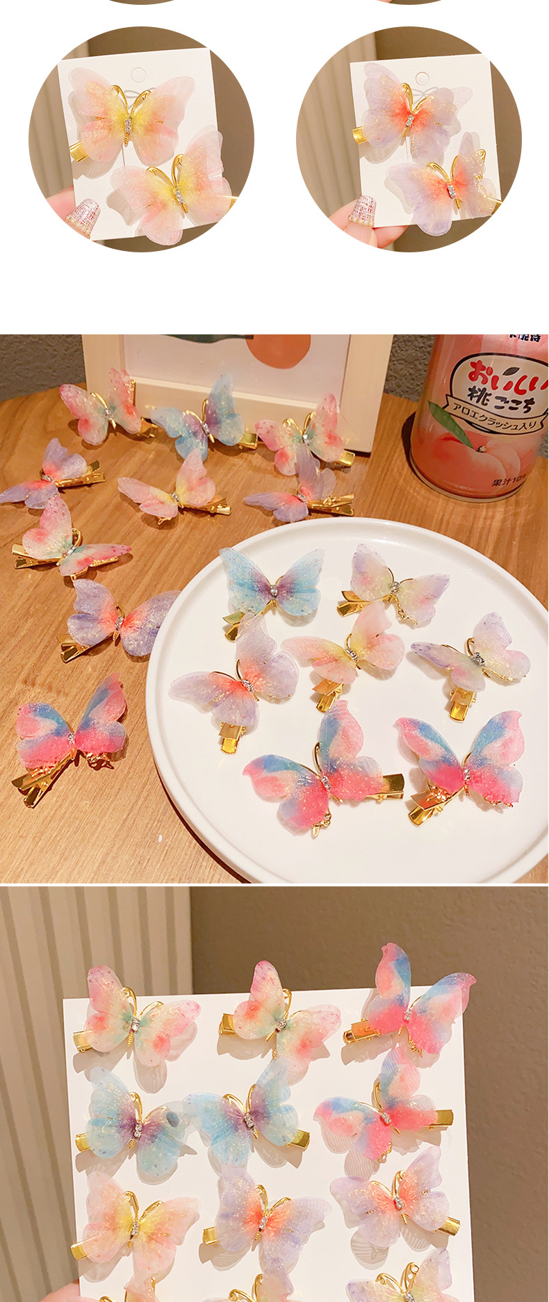 Jumping butterfly hair clips, cute headwear for little girls, hair clips for children, super fairy-like gauze, ancient-style hair clips for girls pic 6