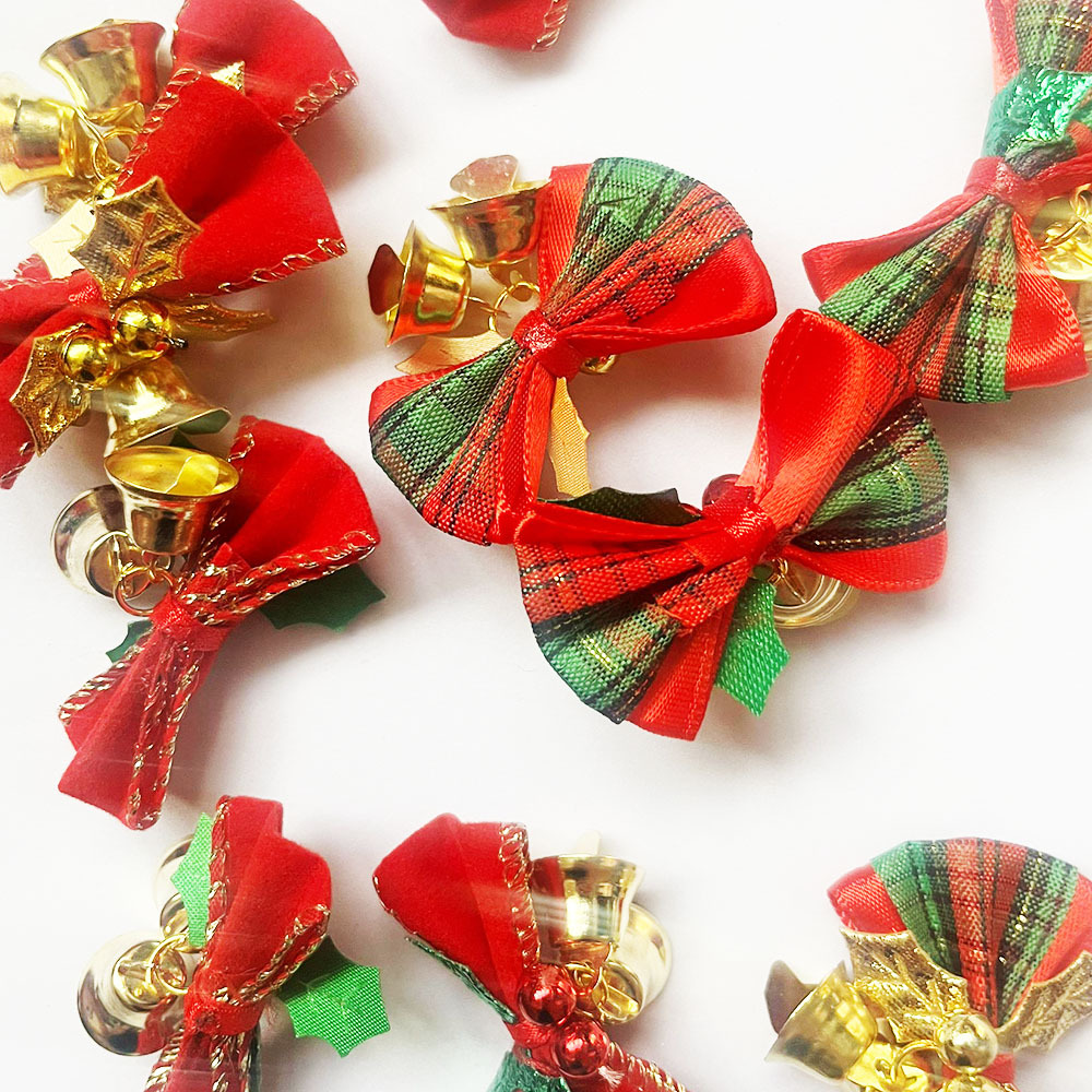 铃铛蝴蝶结圣诞装饰品圣诞树节日装扮圣诞节服装配饰花环diy挂件详情2