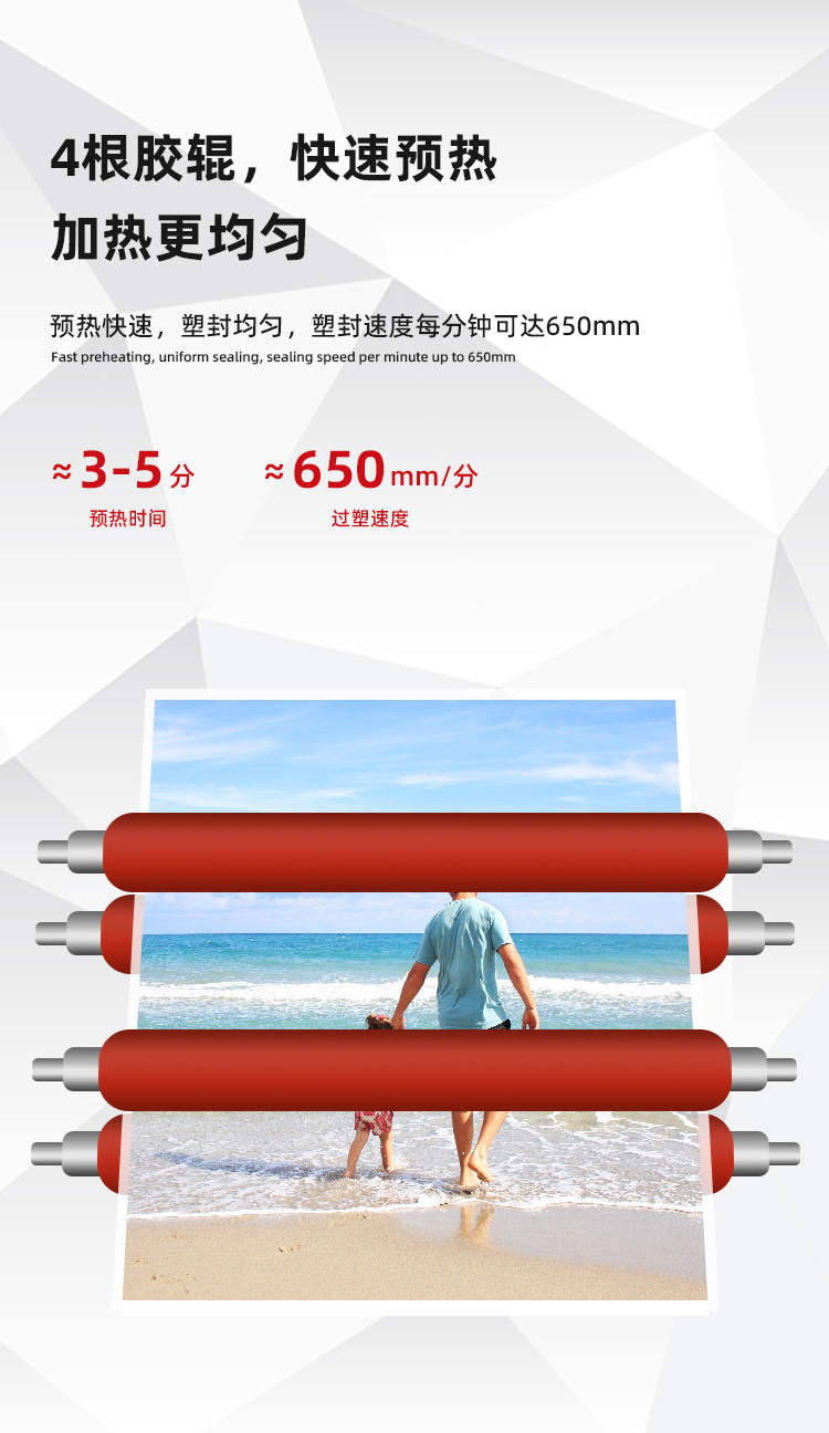 A2A3 office laminating machine photo file laminating machine cold and hot laminating machine 4 rubber roller photo plastic sealing machine pic 7