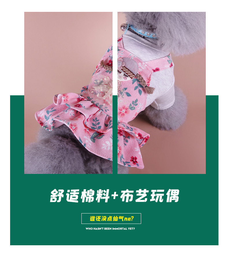 Cute and playful princess-style dog dress, thin, breathable and comfortable pet carrier dress for spring and summer pic 2