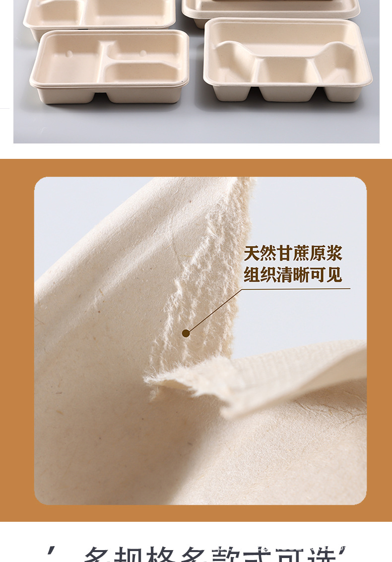 一次性可降解食堂餐盒外卖专属打包盒三格四格五格多格盒学校食堂详情3