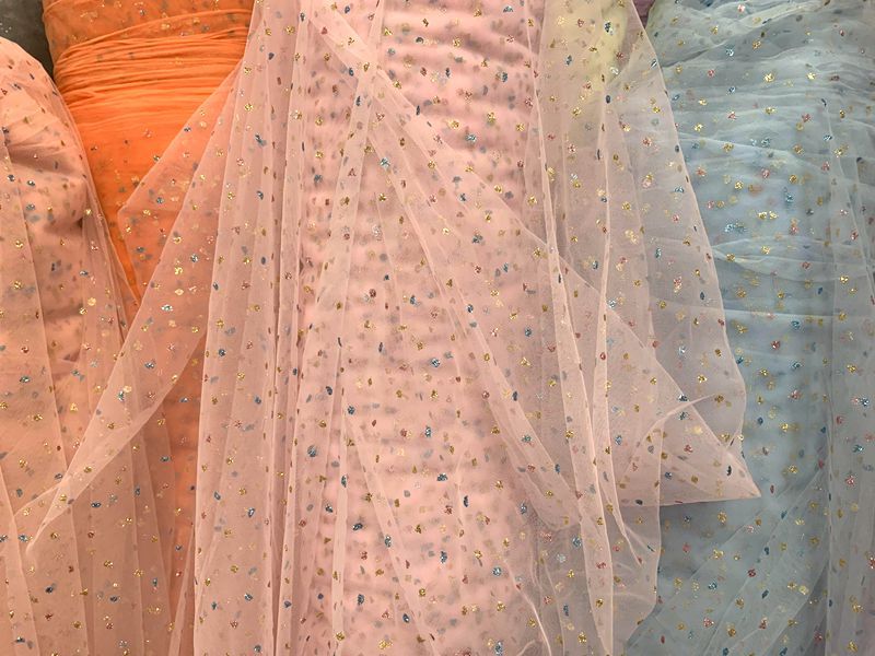 Wholesale of knitted mesh fabric for clothing, toys, puffy skirts, headwear, hair accessories, butterfly knot mesh fabric, and three-color mesh gauze pic 8