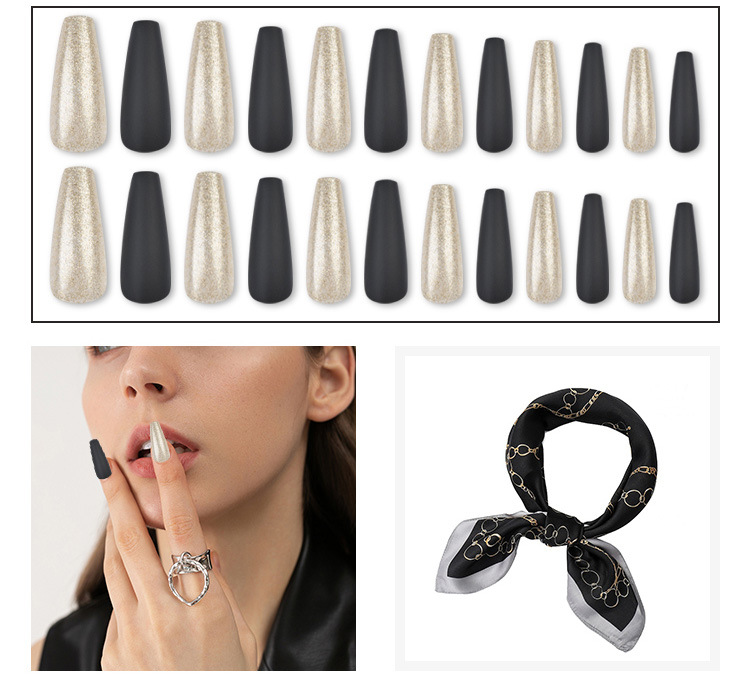 Wearable false nails, extra-long ballet nail patches, trapezoidal nails, popular nail art in Europe and America, French coffin nail patches wholesale, exclusive for foreign trade pic 3