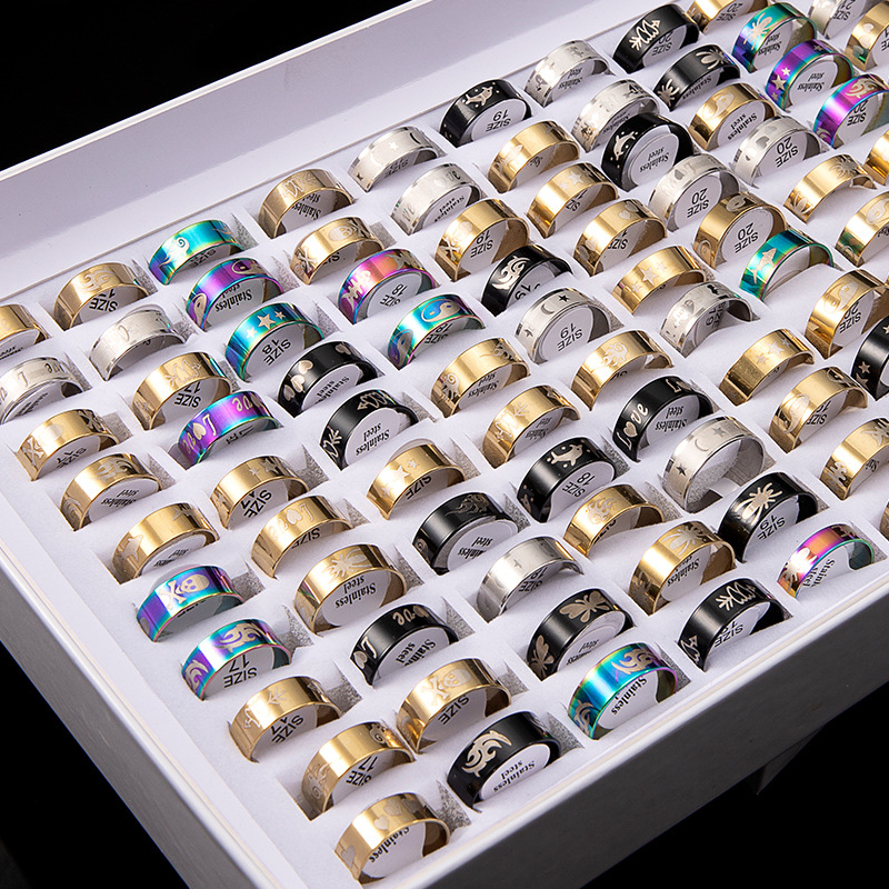 跨境电商亚马逊速买通货源 多款混色打标不锈钢戒指 厂家货源批发详情3