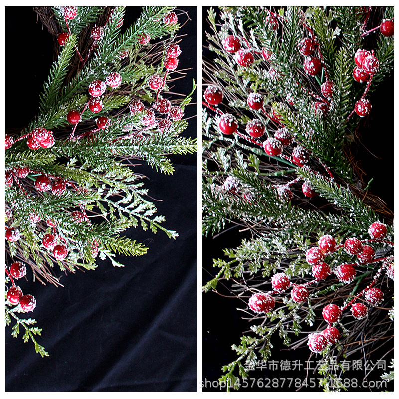 Desheng Thanksgiving Decoration Cross-border e-commerce Amazon Red Fruit, Snow, Frost, snow Powder Flower Wreath Christmas decoration pic 13