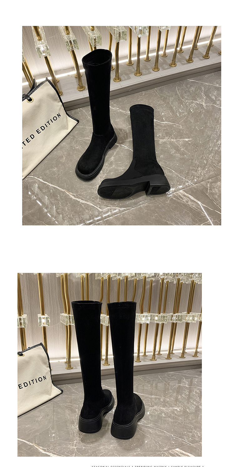 小个子长筒靴子女2024秋冬新款绒面弹力瘦瘦靴显瘦高筒性感长靴子详情20