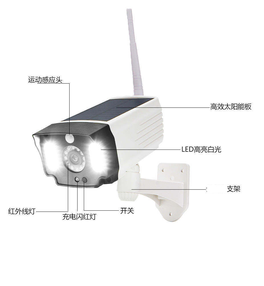 Solar simulation monitoring light, home fake camera, human body sensing LED wall lamp, new cross-border anti-theft and burglar alarm pic 1