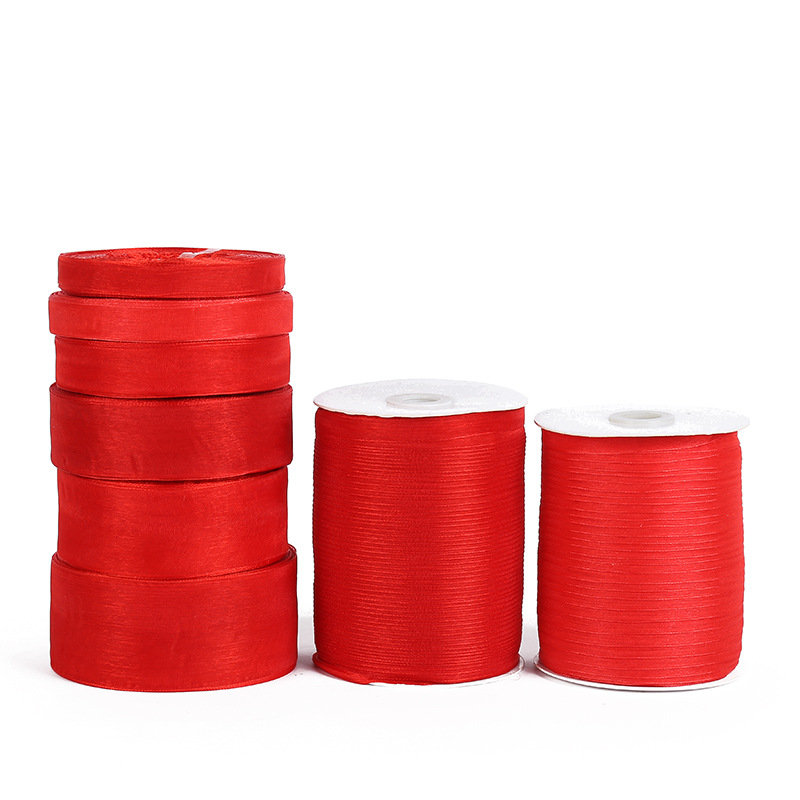 Red silk ribbon, bow, cake packaging cloth strip, gift strap, silk ribbon, satin ribbon, diy handmade decoration gift pic 15