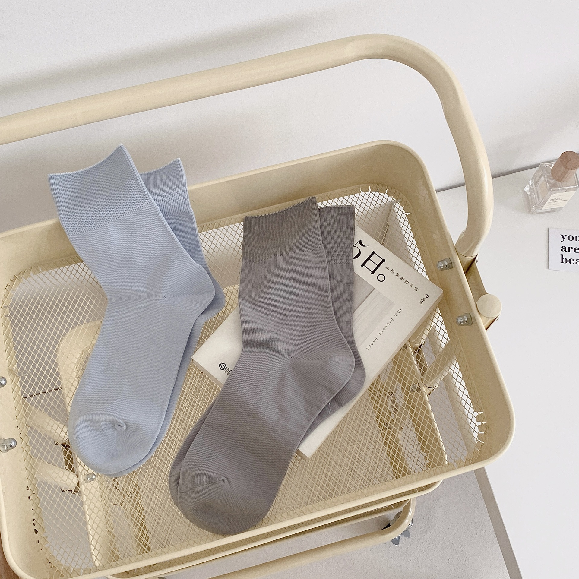 夏天女生袜子无骨堆堆月子袜日系马卡龙色松口春夏薄款简约中筒袜详情10