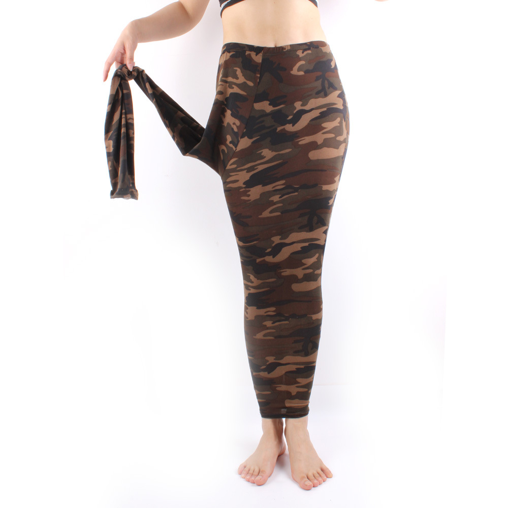 Camouflage leggings, stretch large size camouflage yoga pants, tight nine-inch pants, sports leggings pic 4