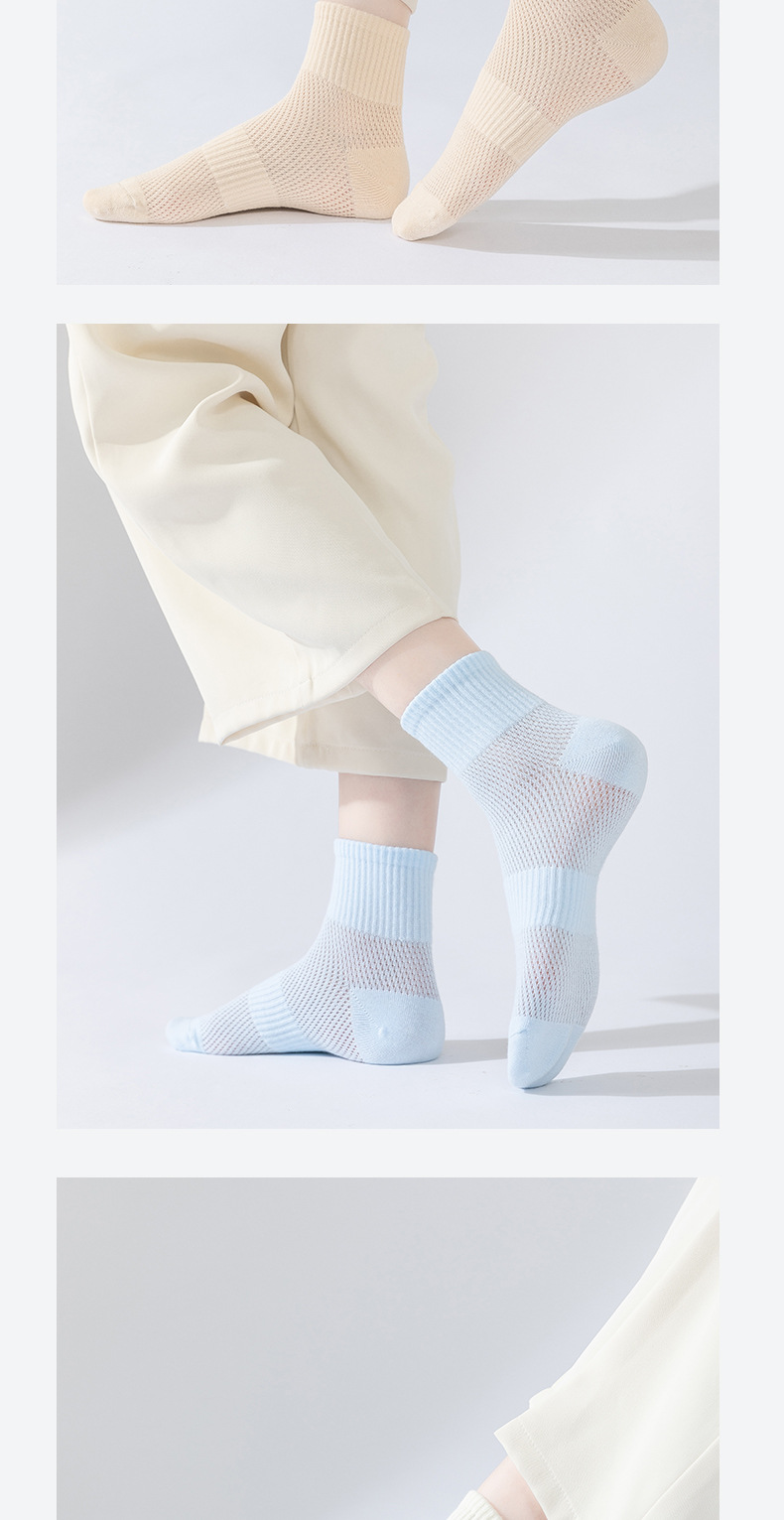 诸暨袜子女士夏季薄款中筒袜夏天吸汗防臭长筒袜网眼透气纯棉丝袜详情9
