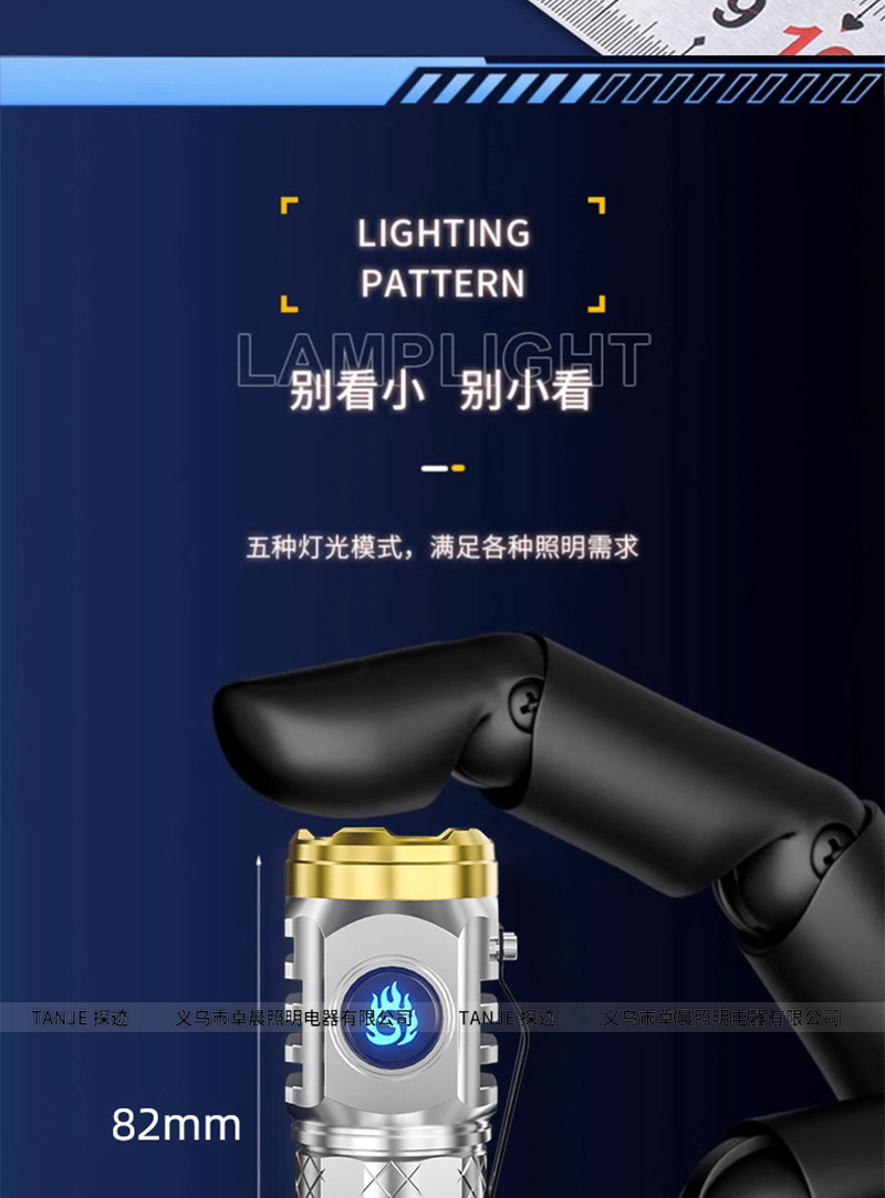 Best-selling white laser high-intensity ultra-bright home charging outdoor portable long-range flashlight, three-eyed Little Monster flashlight pic 11
