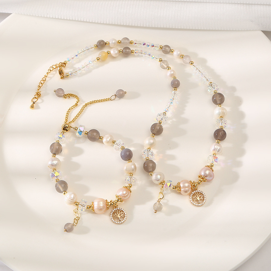 灰玛瑙巴洛克天然淡水珍珠百搭手链小众设计轻奢手镯闺蜜学生手饰详情5