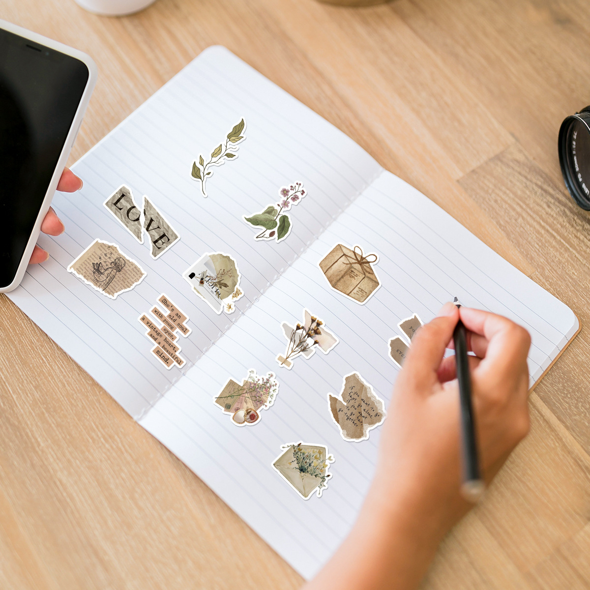 100张复古风复古涂鸦贴纸儿童DIY贴画水行李箱杯防水装饰贴纸批发详情9