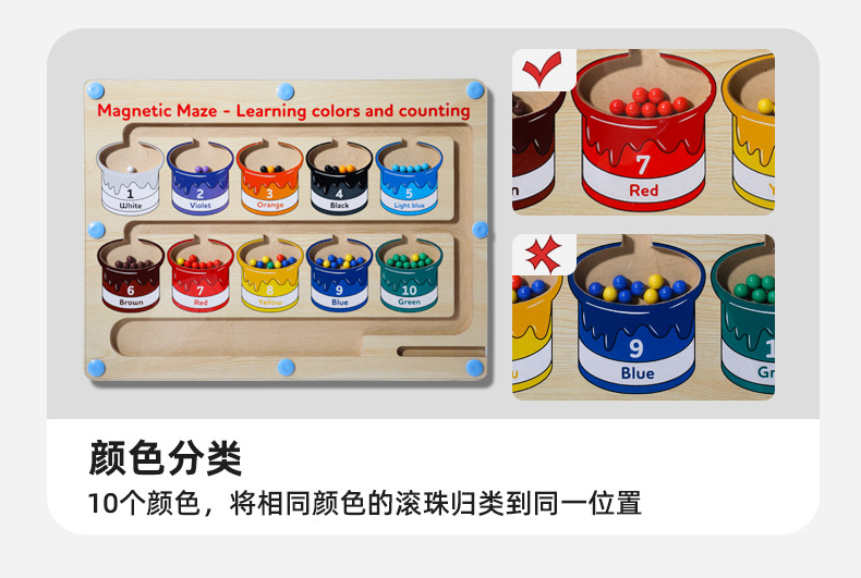 幼儿童运算早教颜色数字认知分类计数板磁性运笔迷宫走位益智玩具详情5