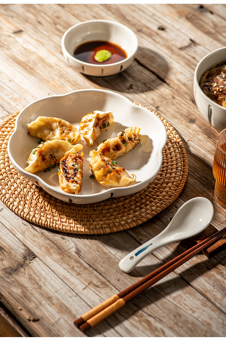 Japanese-style tableware, bowls and plates, light luxury home simple ceramic plates, vegetable plates, creative soup bowls and fish plates, housewarming gifts pic 9