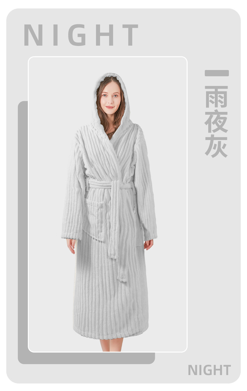 严选加厚珊瑚绒成人睡衣秋冬浴袍男女加长款晨袍柔软吸水情侣睡袍详情17