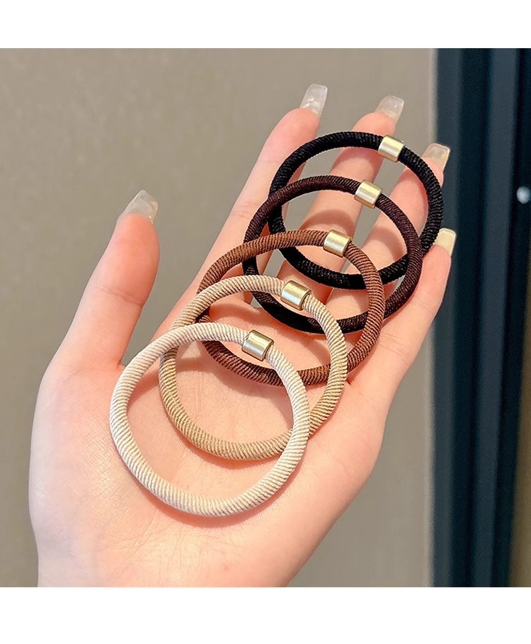 A high-end and elegant high ponytail hair tie, a simple hair band, a brown high-elasticity and durable rubber band hair accessory pic 20