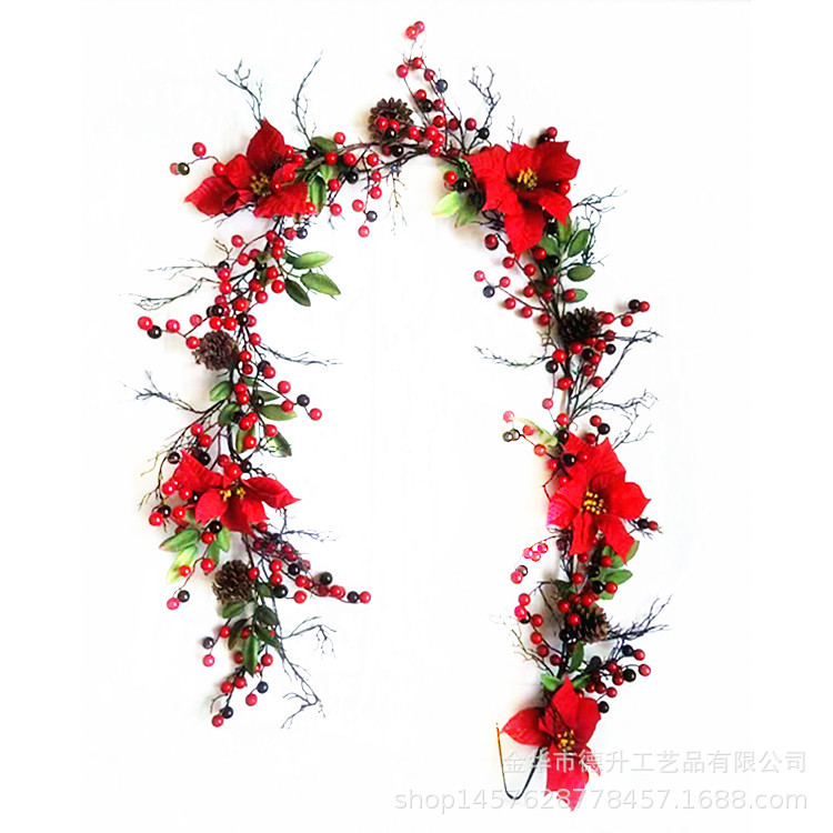 Desheng Factory supplies hotel and shopping mall scene decoration, Christmas hanging ornaments, decorative items, red fruits, Christmas flowers and rattan DIY pic 4