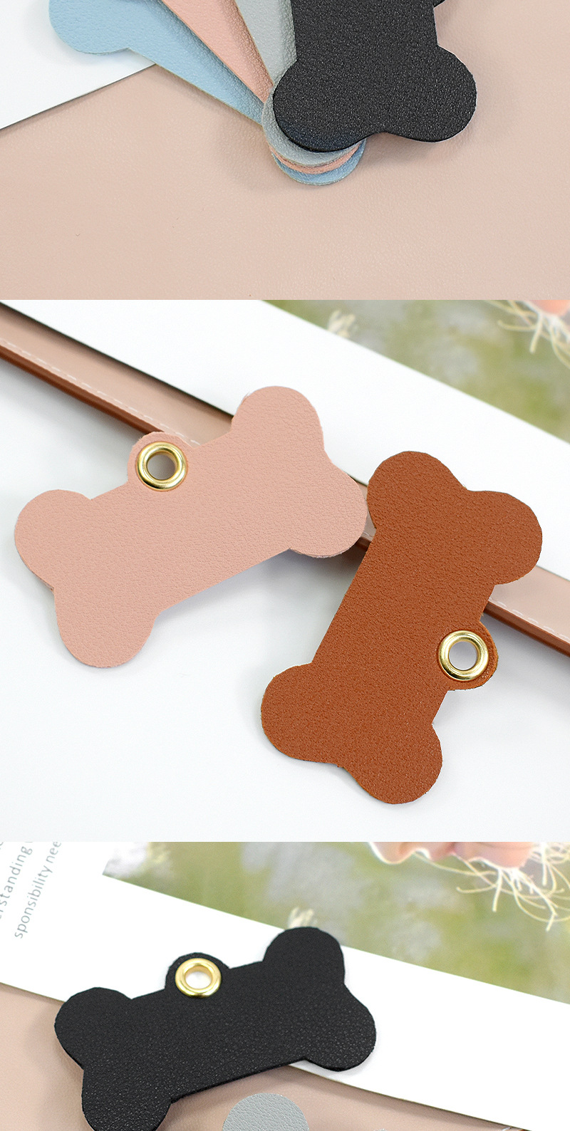 Comercio exterior transfronterizo hueso en forma de cuero multicolor para mascotas colgantes anti-lost cat dog tag listado fuera de pet dog tag pic 14