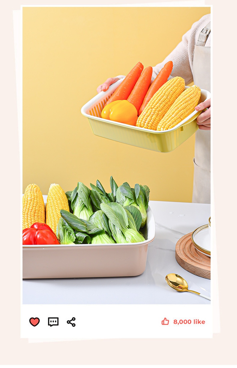 Multi-functional storage basket, fruit plate, Nordic creative double-layer draining basket, plastic household vegetable basin, kitchen and living room pic 10