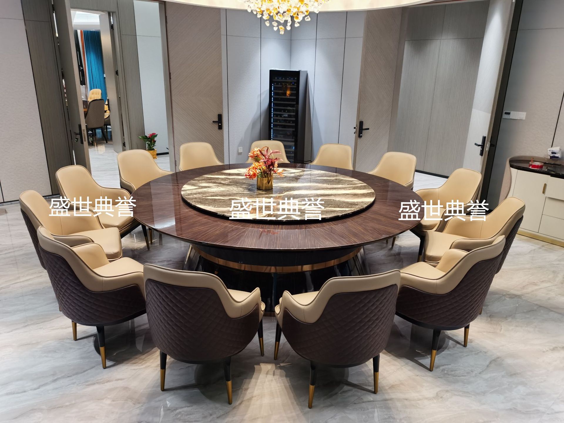Nantong International Hotel Solid Wood Dining Chairs Company Business Reception Electric dining tables and chairs High-end club light Luxury Bentley chairs pic 7