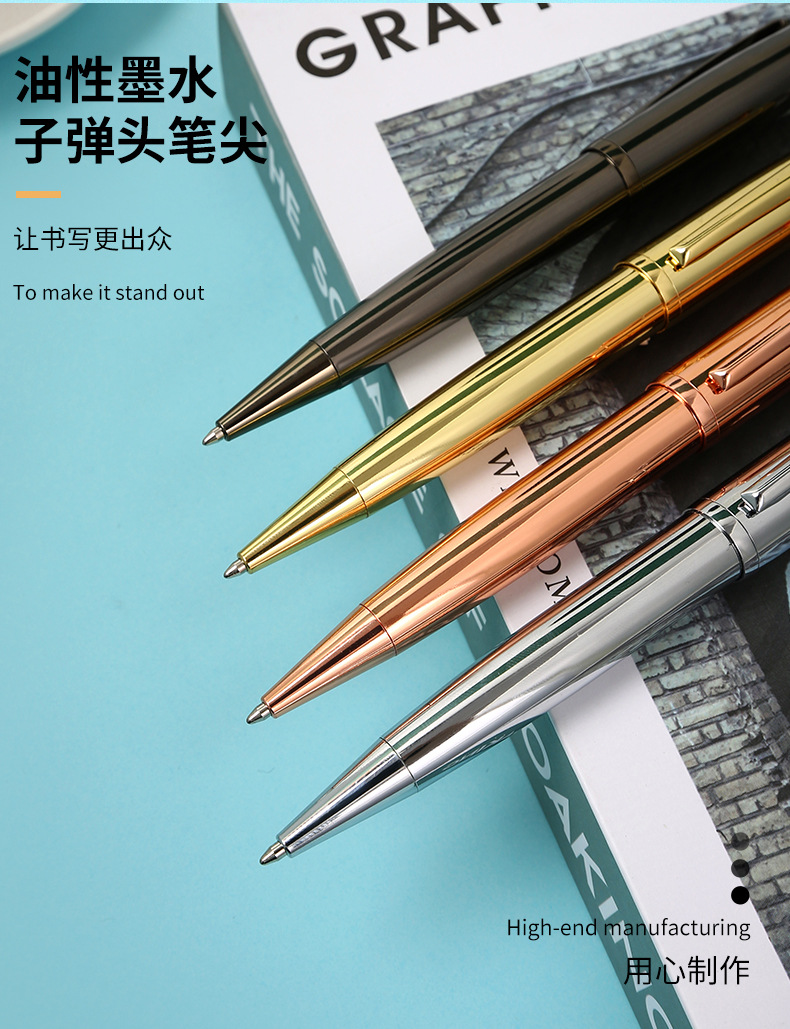 Metal pen, crystal tip ballpoint pen, electroplated colored metal ballpoint pen, office pen pic 3