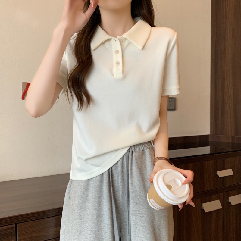 2024夏装polo领短袖T恤女衬衫减龄宽松休闲百搭新款正肩大码上衣详情10