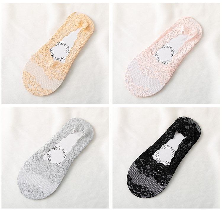 夏季防滑隐形袜 女士深口蕾丝船袜 韩版超薄隐形袜性感防滑女袜子详情7