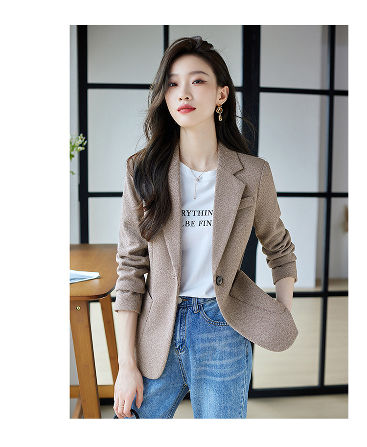 休闲假两件连帽西装外套女式春秋新款韩版高级格纹设计感西服上衣详情19