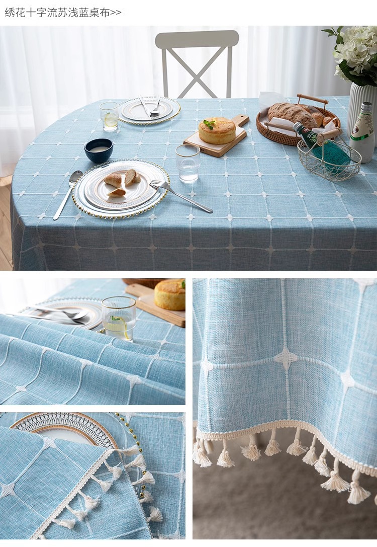 北欧欧美外贸桌布防水长椭圆形餐桌布艺加厚家用客厅现代时尚大方创意简约茶几台布详情10