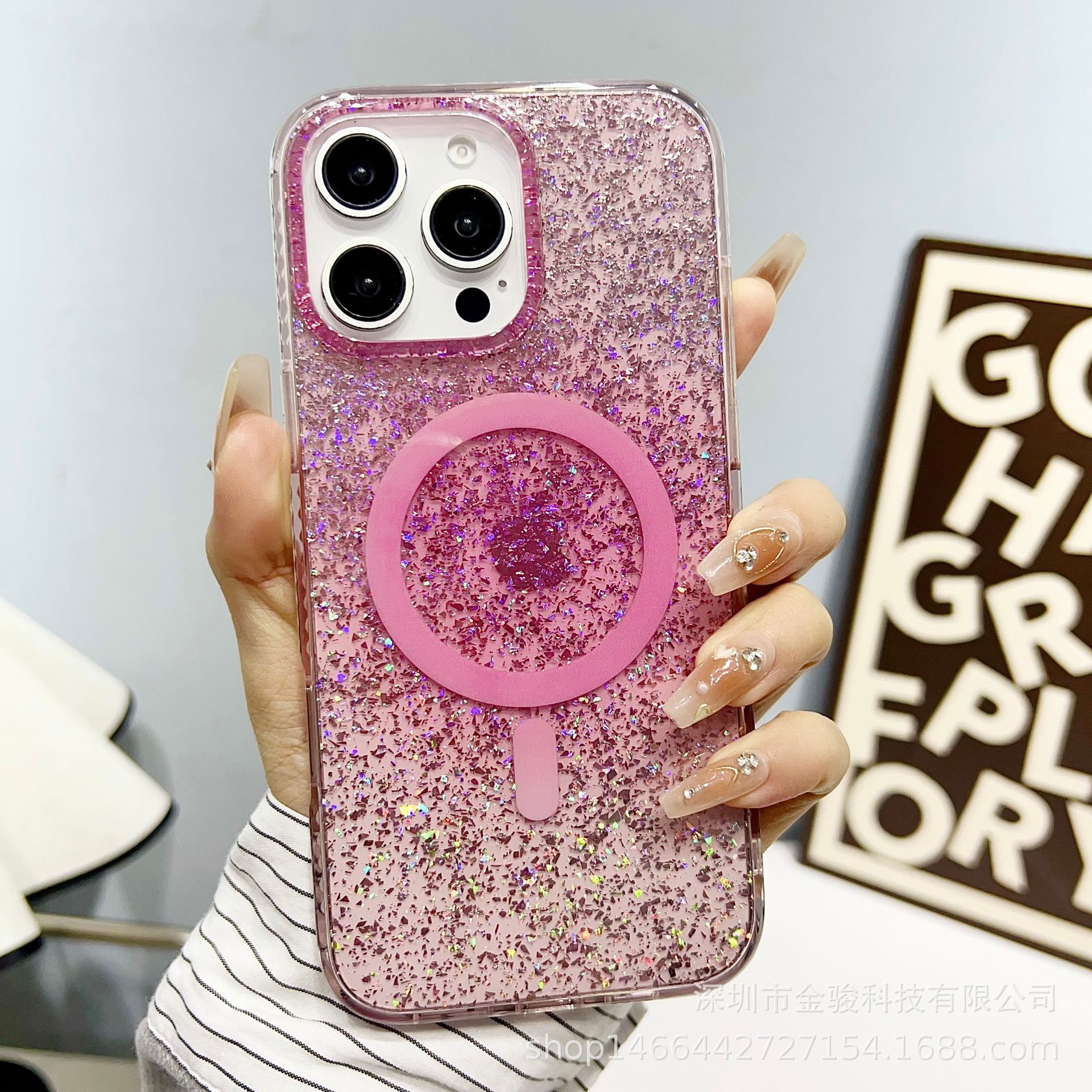 手机链条高级感 立体水晶蝴蝶结钥匙挂链 珍珠手机挂绳手腕款批发详情10