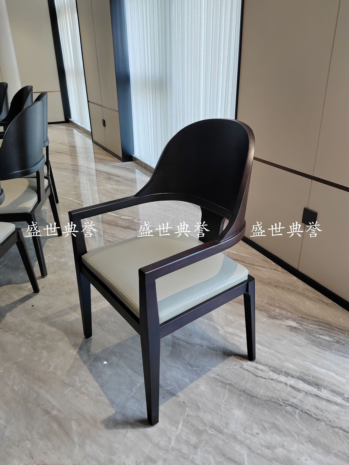 Xiamen International Hotel Solid wood dining tables and Chairs, internal club business reception solid wood chairs, designer light luxury chairs pic 2