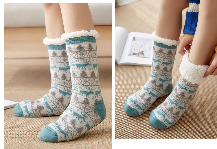 Wholesale floor socks, adult home postpartum socks, leg covers, sleep Christmas snow socks, coral fleece slippers, carpet socks pic 13