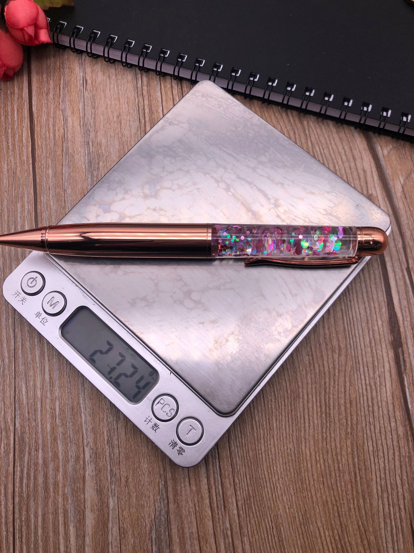 2024 New stationery: Large, plump rose gold ink pen, sand pen, gold chalk, metal ballpoint pen pic 16
