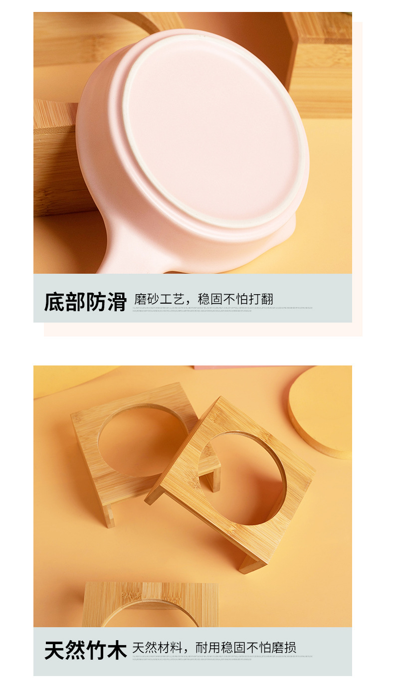 韩国同款平底锅猫碗陶瓷慢食碗单柄饮水碗防黑下巴罐头碗宠物碗详情20